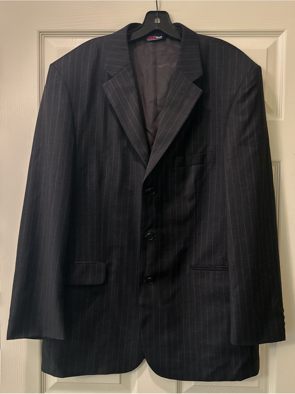 Men's Black Pinstripe Suit Jacket by Stafford